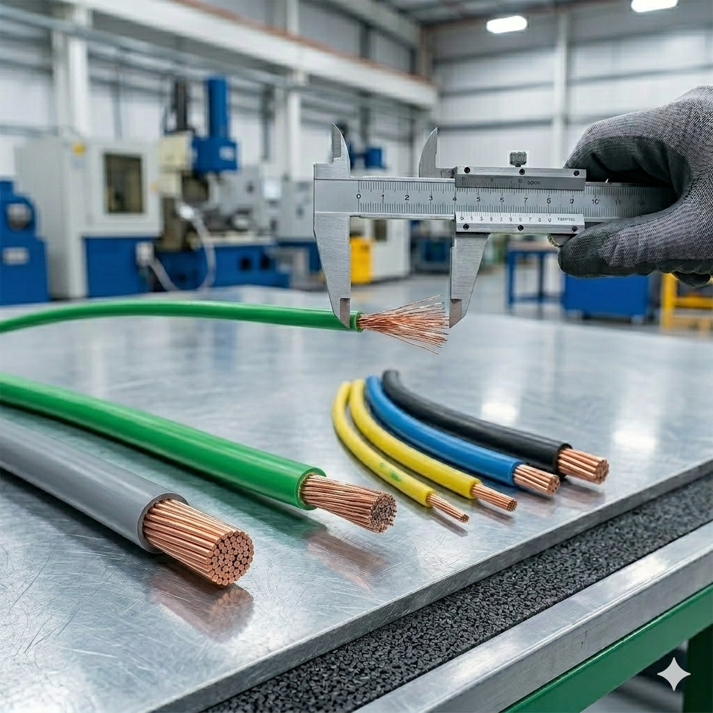 Tabla técnica para elegir el calibre de un cable industrial según su ampacidad.